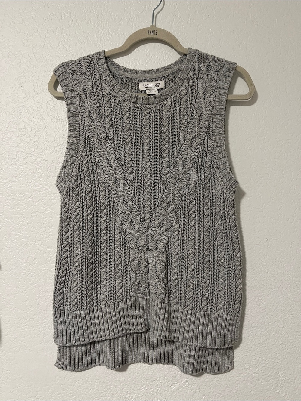 Rachel Zoe Gray Cable-Knit Sleeveless Sweater Vest
